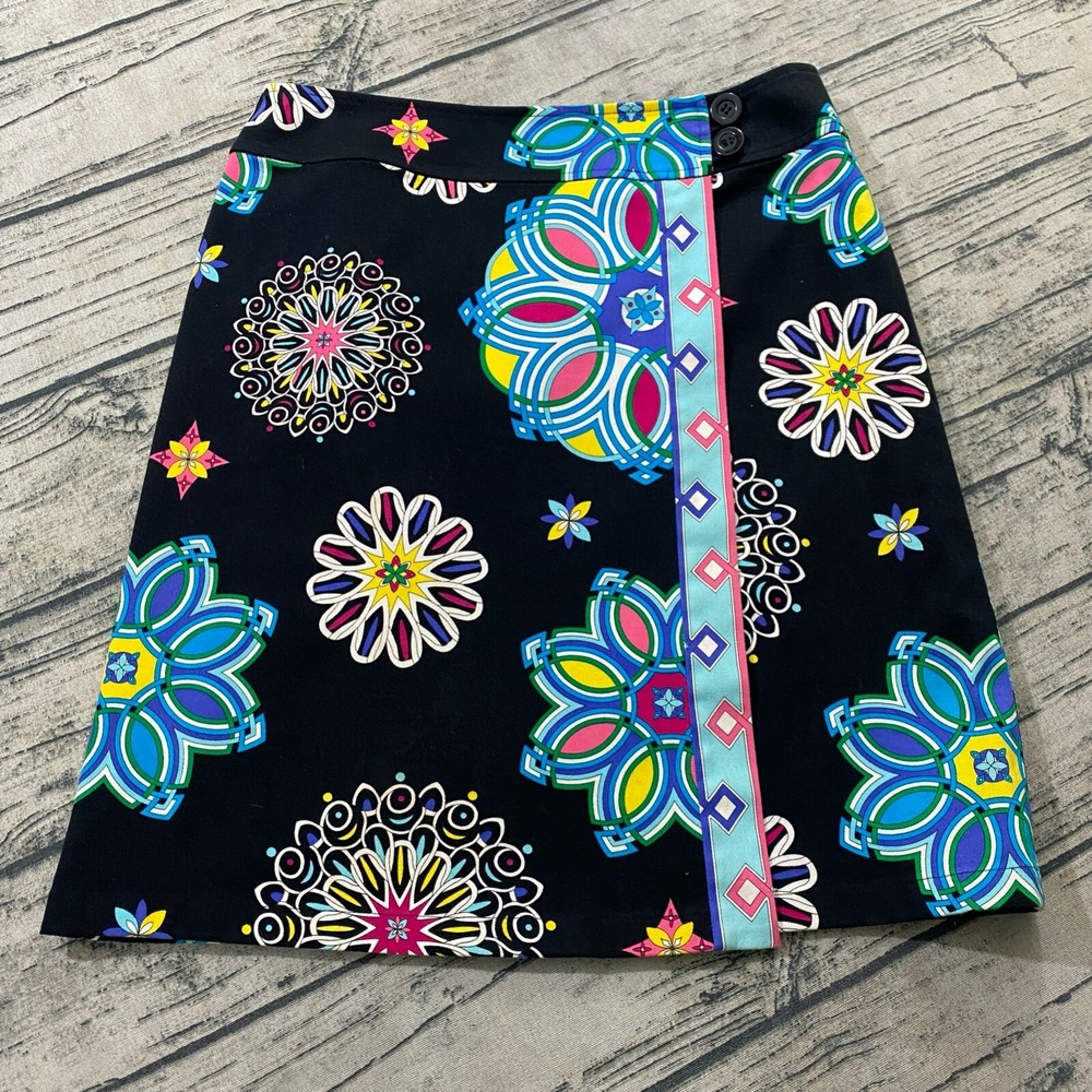 Carlisle Womens 4 Wrap Mini Pencil Skirt Psychedelic Fractal Print AOP Boho